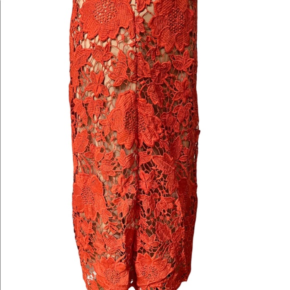 Midi Lace Coral Color Ladies Modest Skirt - Picture 2 of 4